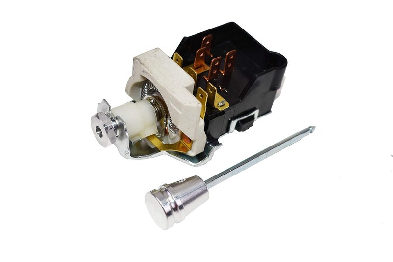 A-Team Performance Headlight Switch Assembly - Billet Aluminum Knob & Billet Dash Knobs - Compatible with 1968-1984 Chevy GM Street Rod Trucks & Street Rod Headlight Switch - Push Button, Panel Mount - Image 2